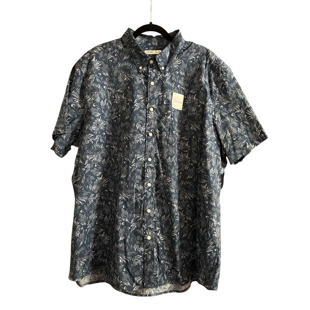 Sonoma Big Men's Blue & Gray Floral Short Sleeve Button Down Shirt Size 3XLT New